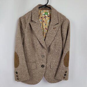 Anthropologie Ett Twa Brown & Ivory Tweed Jacket Size 0